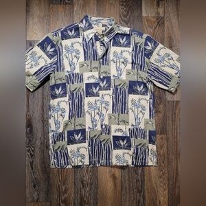 Kona Kai Trading Company Mens Medium Shirt Button Up All Over Print Bamboo